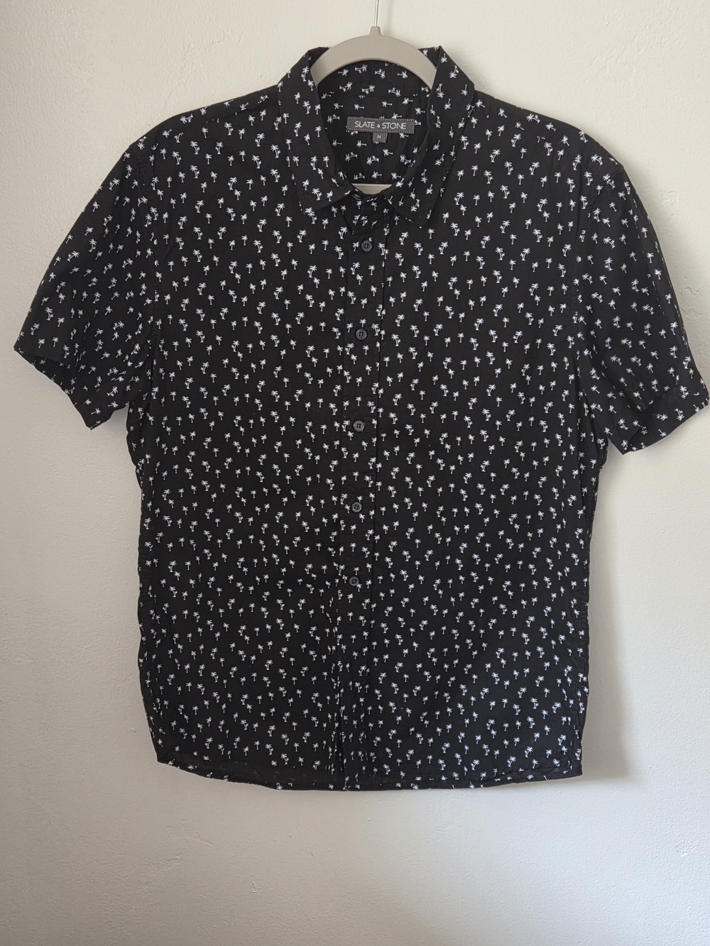 Slate & Stone Black Short-Sleeve Palm Print Shirt